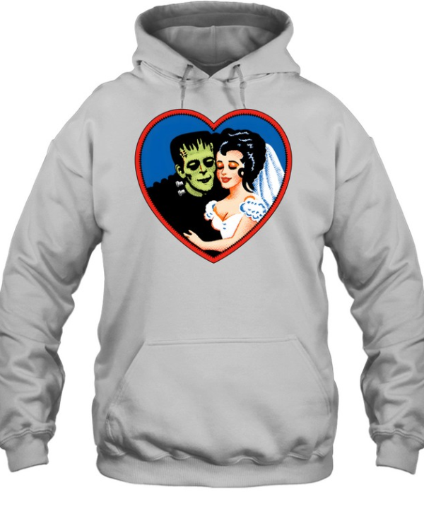 Retro Frankenstein Monster Couple Heart Graphic Tee Unisex Hoodie