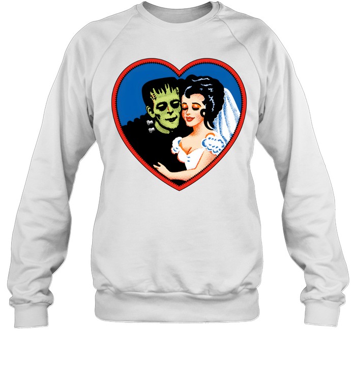 Retro Frankenstein Monster Couple Heart Graphic Tee Unisex Sweatshirt Retro Frankenstein Monster Couple Heart Graphic Tee Unisex Sweatshirt