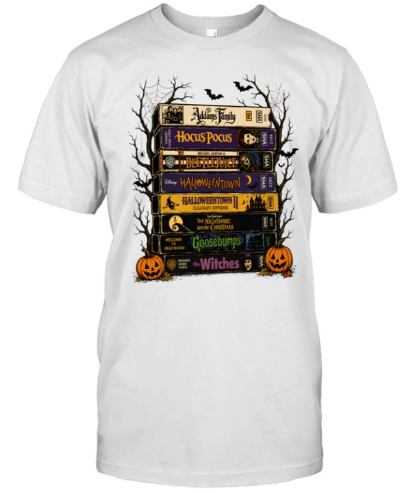 Retro Halloween VHS Tapes Stack Spooky Movies  Classic Men's T-shirt
