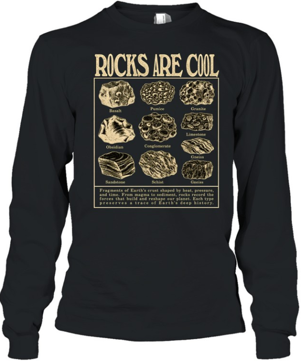 Rocks Are Cool Vintage Geology Field Guide Chart Long Sleeved T-shirt