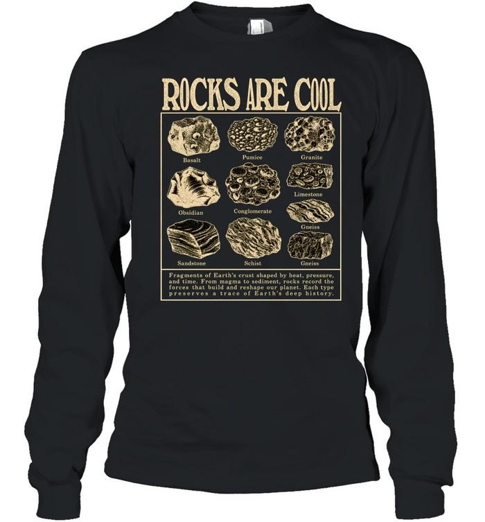 Rocks Are Cool Vintage Geology Field Guide Chart Long Sleeved T-shirt