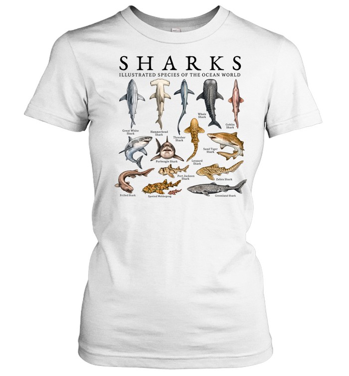 Sharks Illustrated Species Of The Ocean World Vintage Classic Women's T-shirt