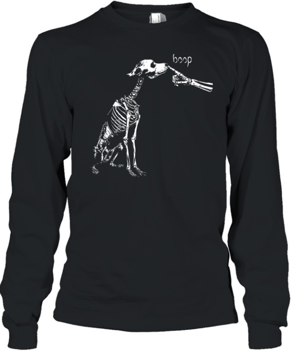 Skeleton Dog Boop Nose Funny Dog Lover Halloween Long Sleeved T-shirt