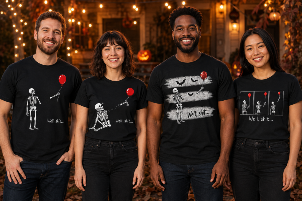 skeleton lost balloon t shirt