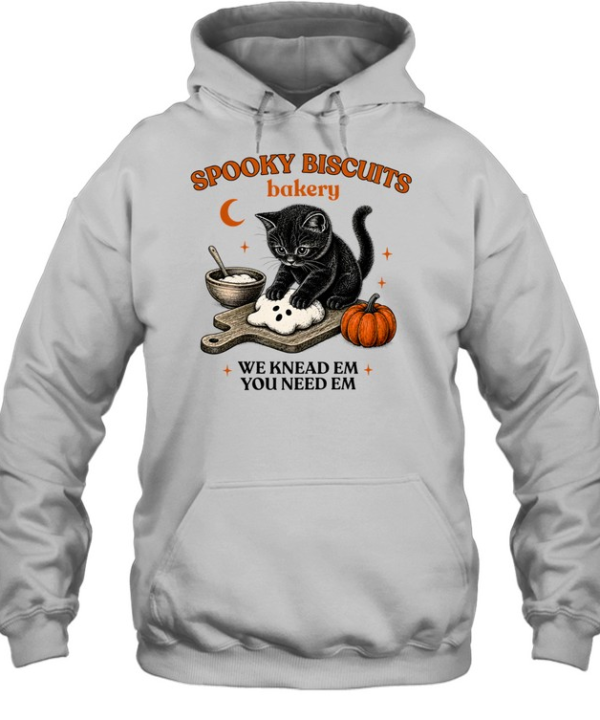 Spooky Biscuits Bakery Black Cat Kneading Ghost Dough Unisex Hoodie