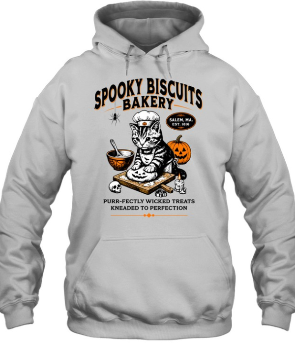 Spooky Biscuits Bakery Cat Kneading Dough Halloween Unisex Hoodie