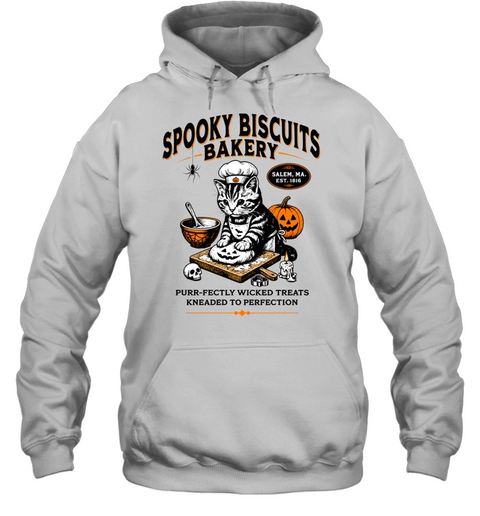 Spooky Biscuits Bakery Cat Kneading Dough Halloween Unisex Hoodie Spooky Biscuits Bakery Cat Kneading Dough Halloween Unisex Hoodie