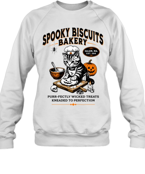 Spooky Biscuits Bakery Cat Kneading Dough Halloween Unisex Sweatshirt
