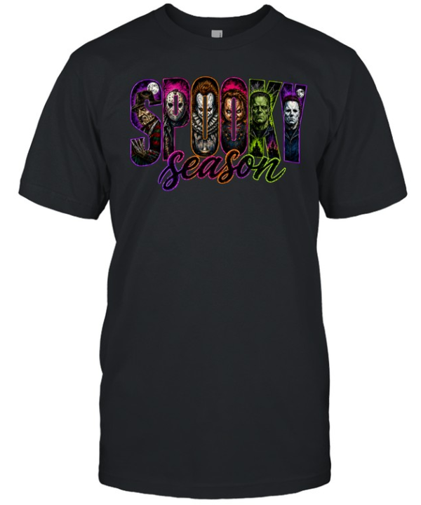 Spooky Season Horror Slasher Squad Freddy Jason Pennywise Chucky  Classic Men's T-shirt