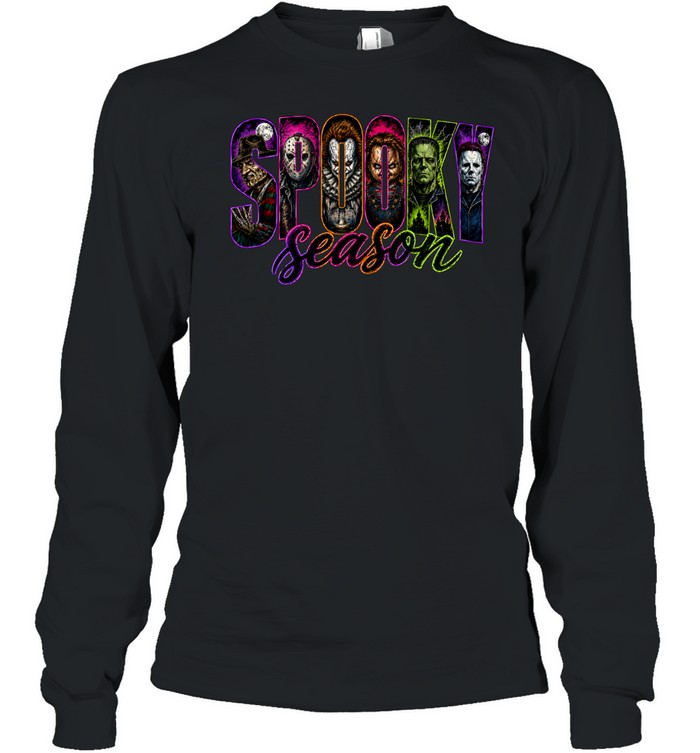Spooky Season Horror Slasher Squad Freddy Jason Pennywise Chucky Long Sleeved T-shirt