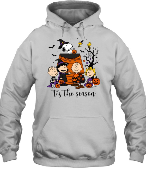 Tis The Season Peanuts Halloween Snoopy Doghouse Graphic  Unisex Hoodie