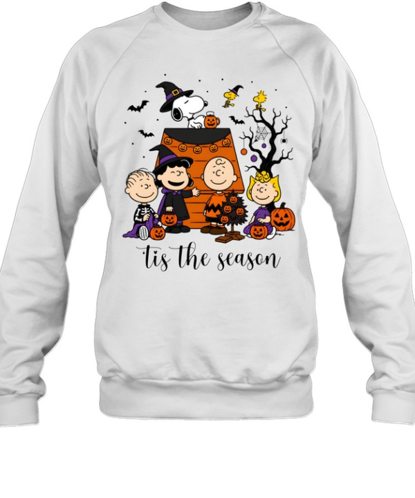 Tis The Season Peanuts Halloween Snoopy Doghouse Graphic  Unisex Sweatshirt