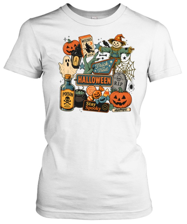 Vintage Halloween Trick Or Treat Stay Spooky Retro Graphic  Classic Women's T-shirt