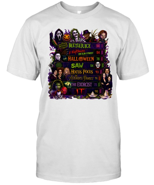 Vintage Horror Movie VHS Tapes Beetlejuice Halloween Slasher Classic Men's T-shirt