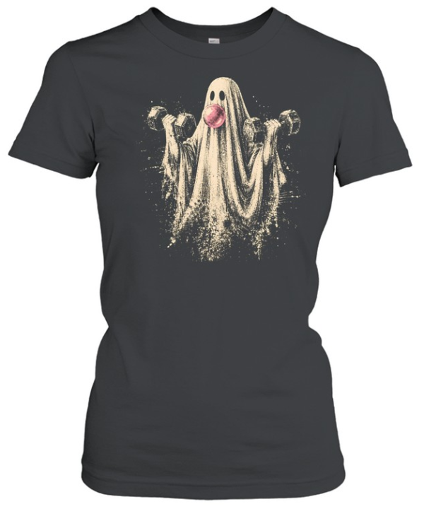 Vintage Lifting Ghost Weightlifting Dumbbell Halloween  Classic Women's T-shirt