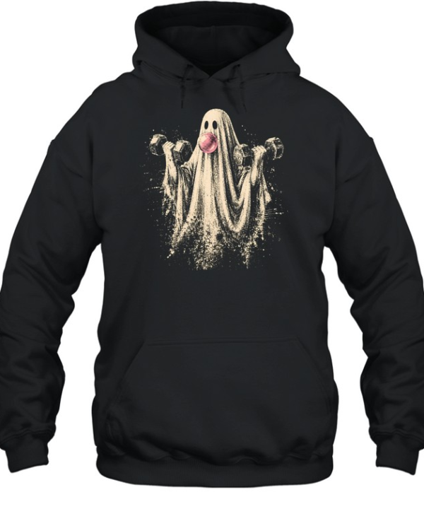 Vintage Lifting Ghost Weightlifting Dumbbell Halloween Unisex Hoodie