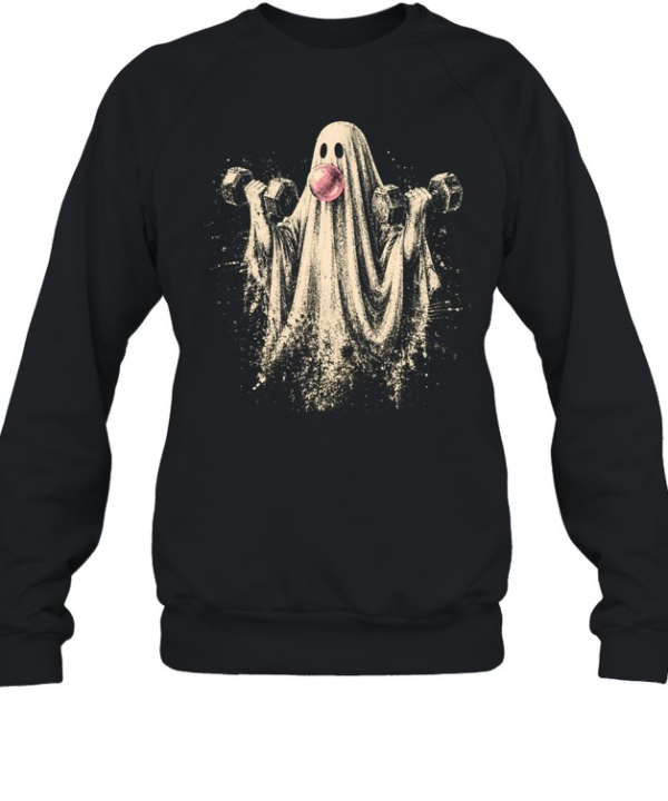Vintage Lifting Ghost Weightlifting Dumbbell Halloween Unisex Sweatshirt