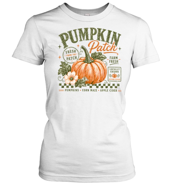 Vintage Pumpkin Patch Fresh Farm Fall Autumn Classic Women's T-shirt