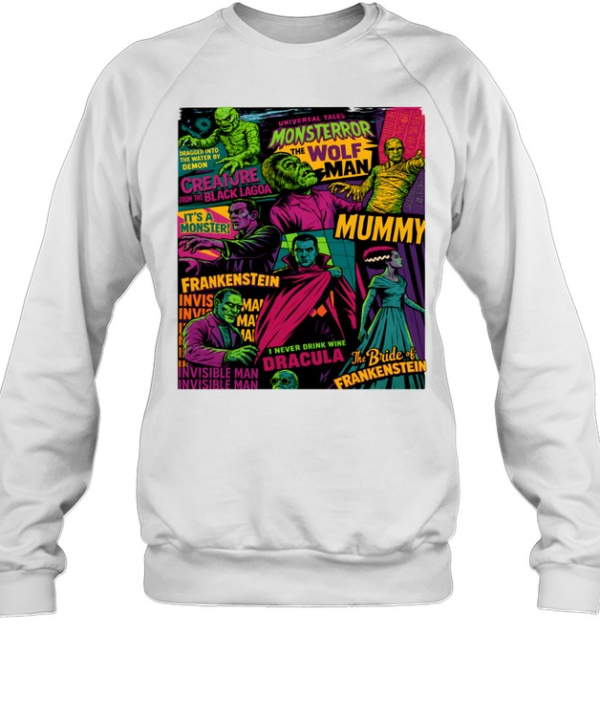 Vintage Universal Monsters Collage Dracula Frankenstein Halloween  Unisex Sweatshirt