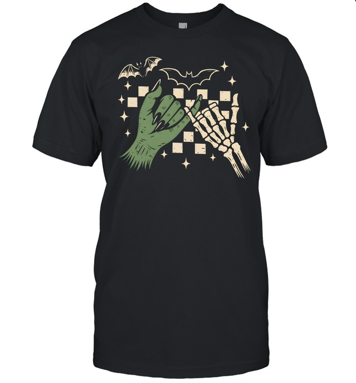 Witch Hand And Skeleton Hand Pinky Promise Checkered Classic Men's T-shirt Witch Hand And Skeleton Hand Pinky Promise Checkered Classic Men's T-shirt