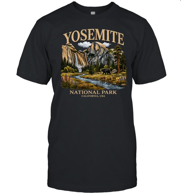 Yosemite National Park California Half Dome Bear Wildlife Washed Classic Men's T-shirt Yosemite National Park California Half Dome Bear Wildlife Washed Classic Men's T-shirt