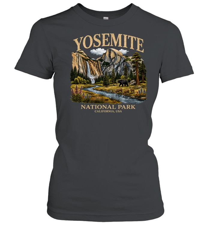 Yosemite National Park California Half Dome Bear Wildlife Washed Classic Women's T-shirt