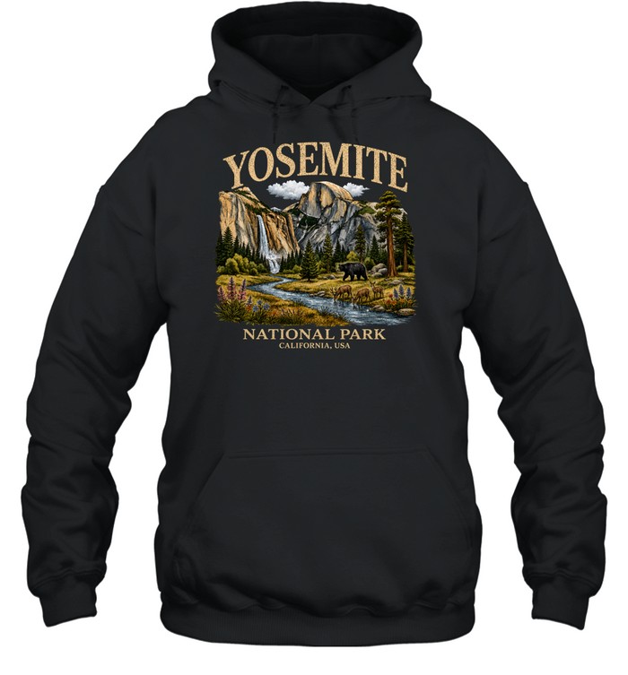 Yosemite National Park California Half Dome Bear Wildlife Washed Unisex Hoodie Yosemite National Park California Half Dome Bear Wildlife Washed Unisex Hoodie
