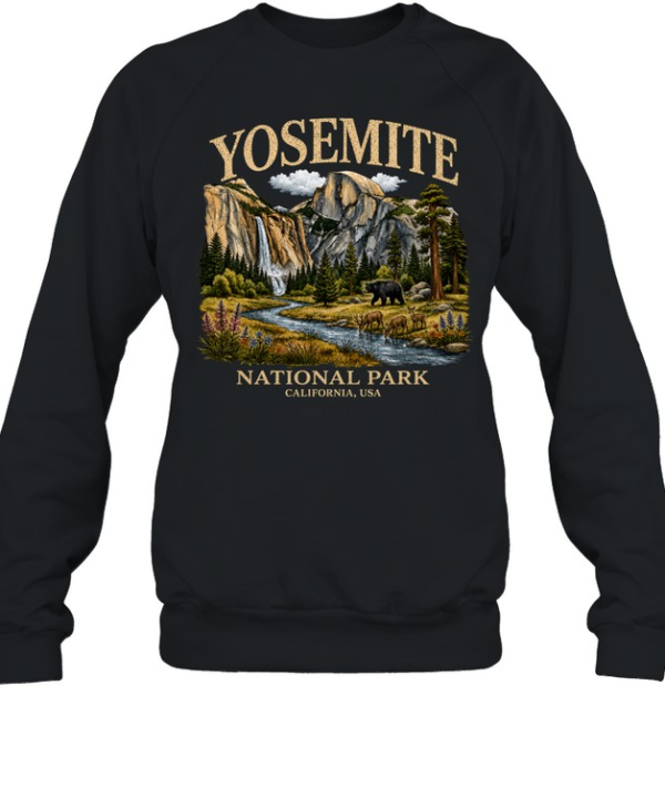 Yosemite National Park California Half Dome Bear Wildlife Washed Unisex Sweatshirt
