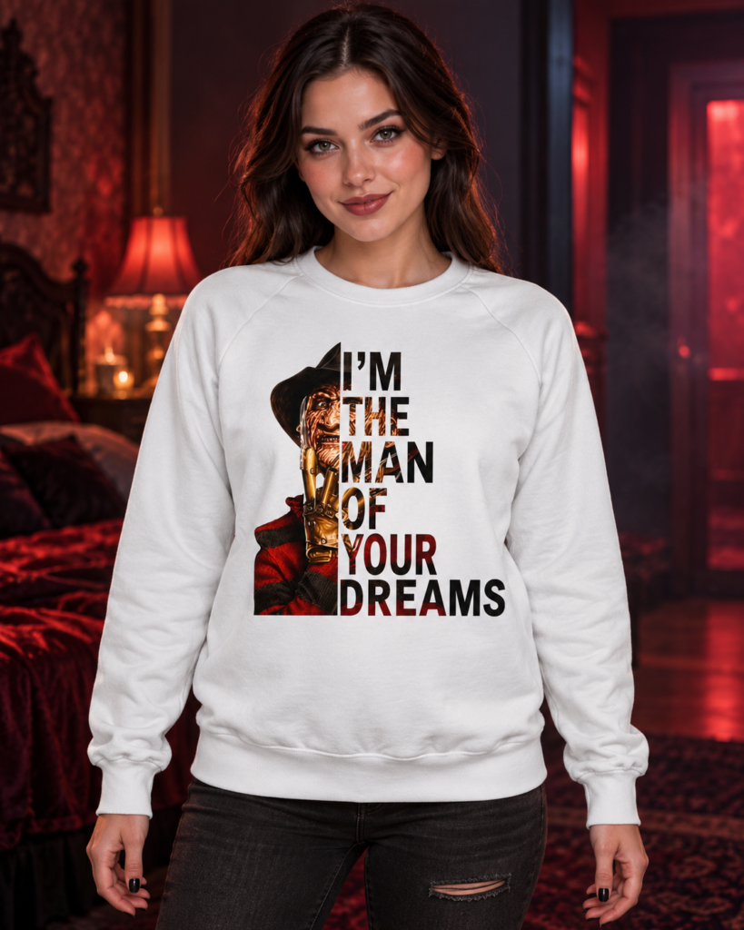 Freddy Krueger integrated into text 'I'm the Man of Your Dreams'