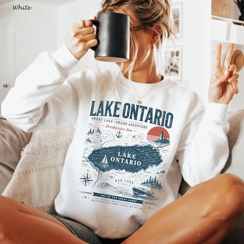 Graphic tee with Lake Ontario map design