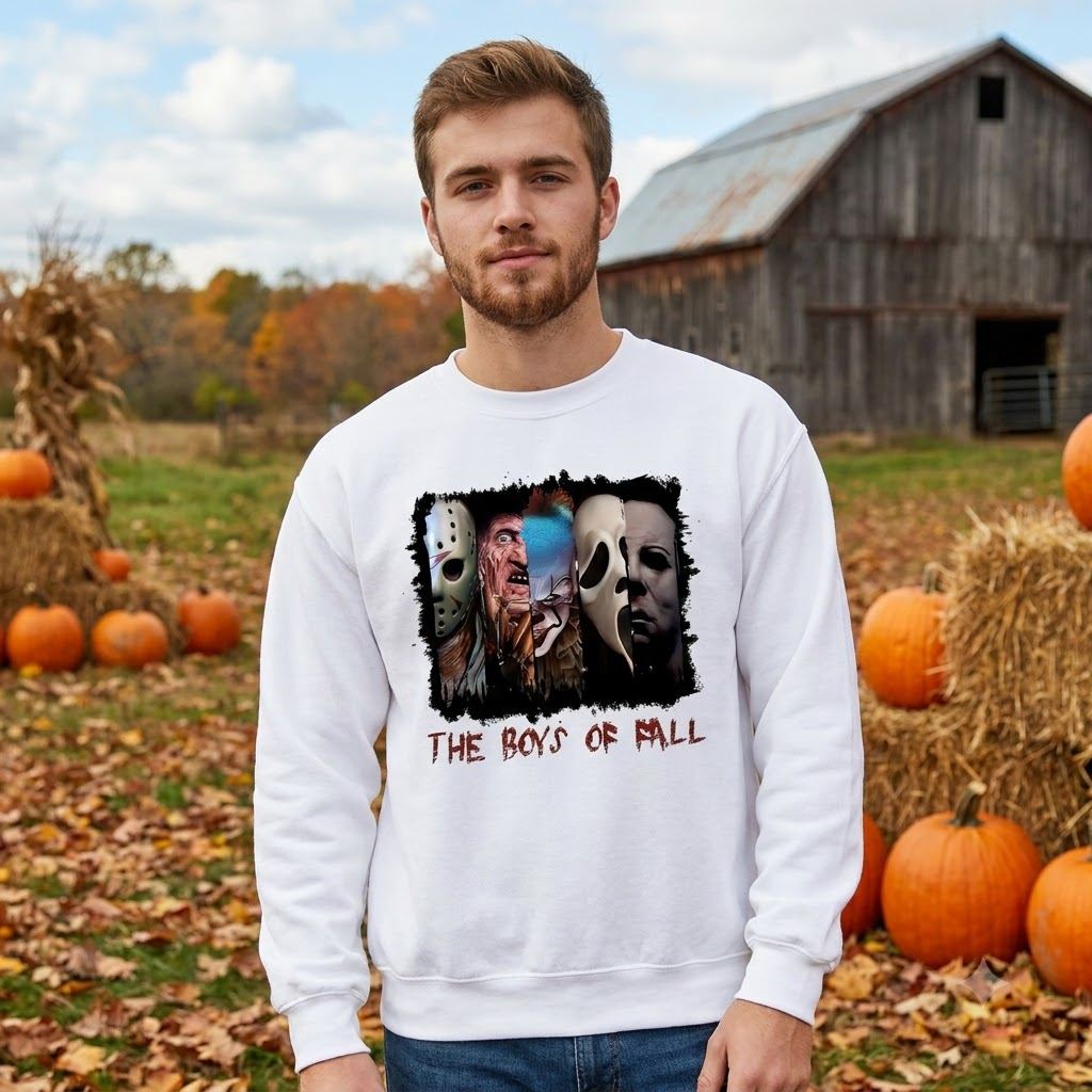 Horror villains graphic with The Boys Of Fall text