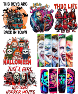 Vintage Halloween Horror Icons Collage Shirt Slasher Friends Joker Squad Fan Apparel