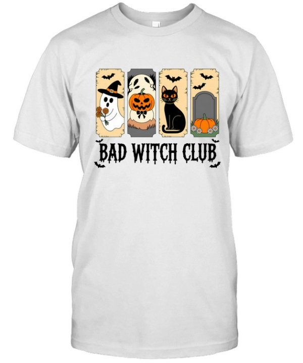 Bad Witch Club Cute Ghost Black Cat Pumpkin Halloween T- Classic Men's T-shirt