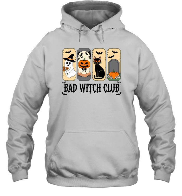 Bad Witch Club Cute Ghost Black Cat Pumpkin Halloween T- Unisex Hoodie Bad Witch Club Cute Ghost Black Cat Pumpkin Halloween T- Unisex Hoodie