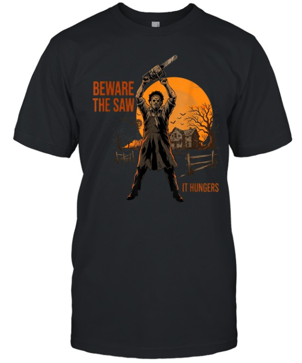 Beware The Saw It Hungers Chainsaw Slasher Mask Halloween T- Classic Men's T-shirt