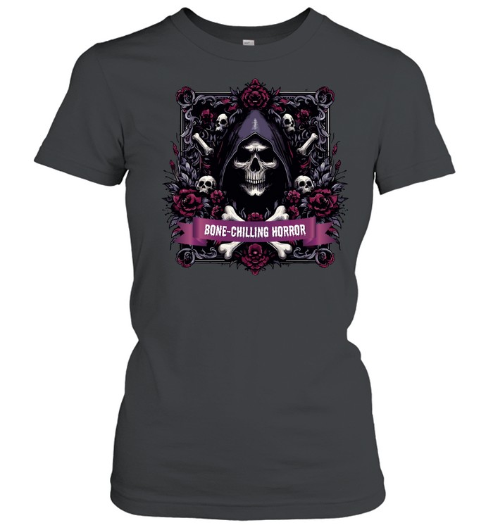 Bone-Chilling Horror Grim Reaper Skull Roses Halloween Classic Women's T-shirt