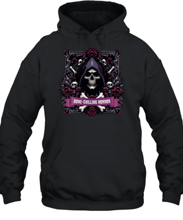 Bone-Chilling Horror Grim Reaper Skull Roses Halloween Unisex Hoodie