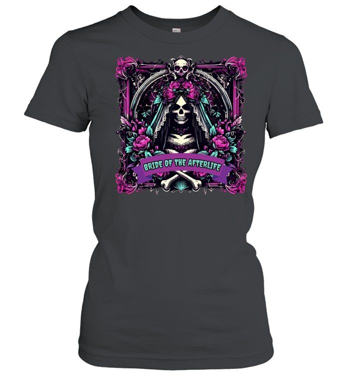 Bride Of The Afterlife Gothic Skull Roses Halloween Classic Women's T-shirt