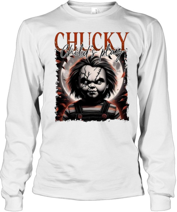 Chucky Child's Play Full Moon Halloween Horror Graphic Long Sleeved T-shirt
