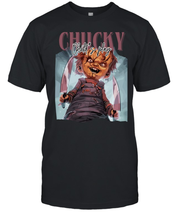 Chucky Child's Play Killer Doll Knives Halloween Horror Graphic T- Classic Men's T-shirt