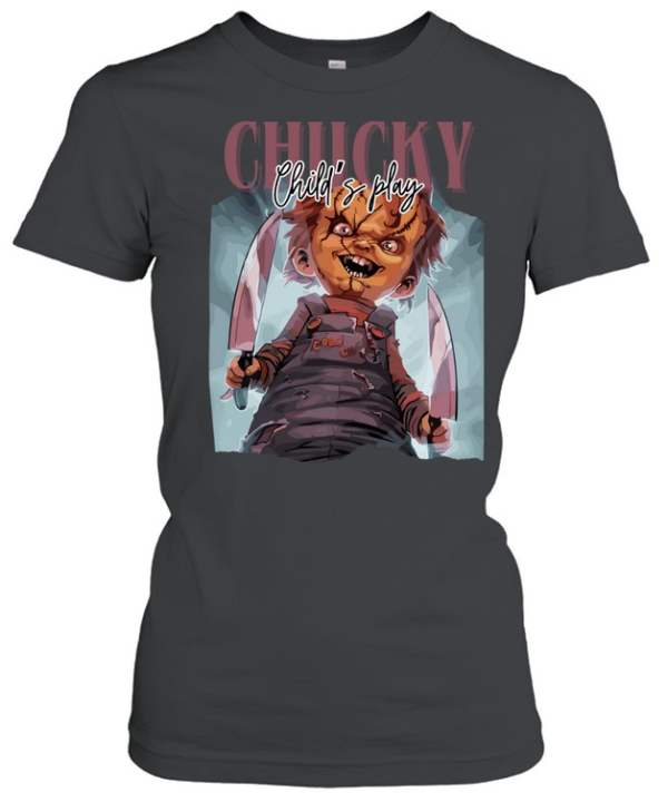 Chucky Child's Play Killer Doll Knives Halloween Horror Graphic T- Classic Women's T-shirt