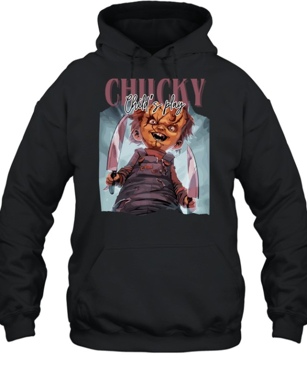 Chucky Child's Play Killer Doll Knives Halloween Horror Graphic T- Unisex Hoodie