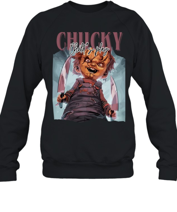 Chucky Child's Play Killer Doll Knives Halloween Horror Graphic T- Unisex Sweatshirt