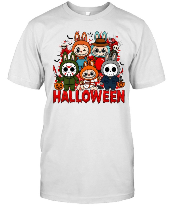 Cute Halloween Horror Bunny Squad Spooky Slasher Friends Graphic  Classic Men's T-shirt