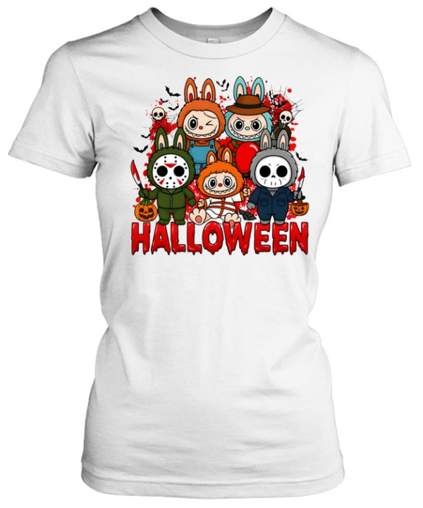 Cute Halloween Horror Bunny Squad Spooky Slasher Friends Graphic  Classic Women's T-shirt