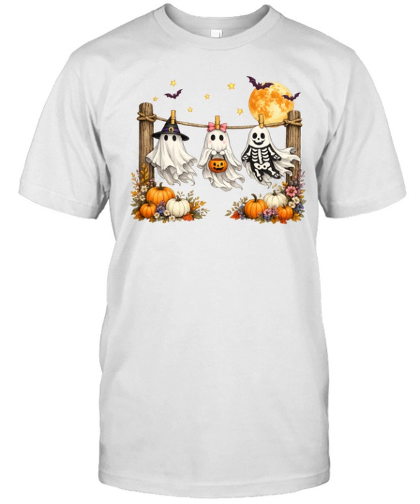 Cute Hanging Ghosts Trio Skeleton Pumpkin Full Moon Halloween T- Classic Men's T-shirt