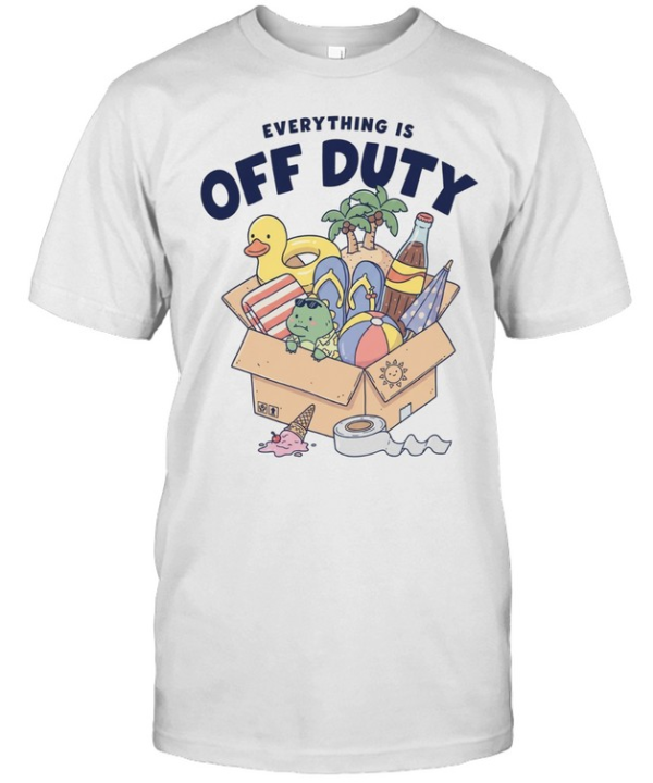 Everything is off duty cartoon beach vacation items box Classic Men's T-shirt