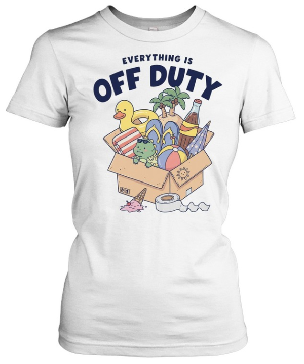 Everything is off duty cartoon beach vacation items box  Classic Women's T-shirt