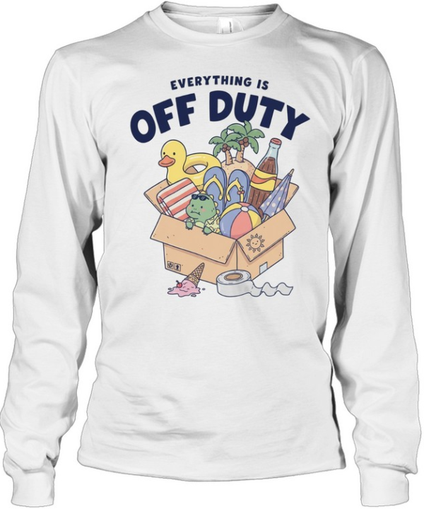 Everything is off duty cartoon beach vacation items box Long Sleeved T-shirt