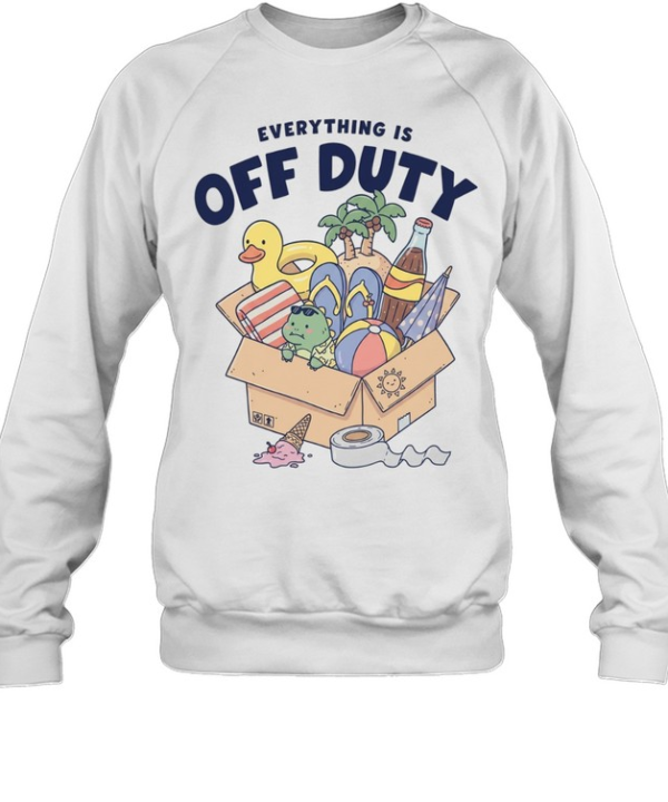 Everything is off duty cartoon beach vacation items box Unisex Sweatshirt